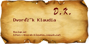 Dvorák Klaudia névjegykártya